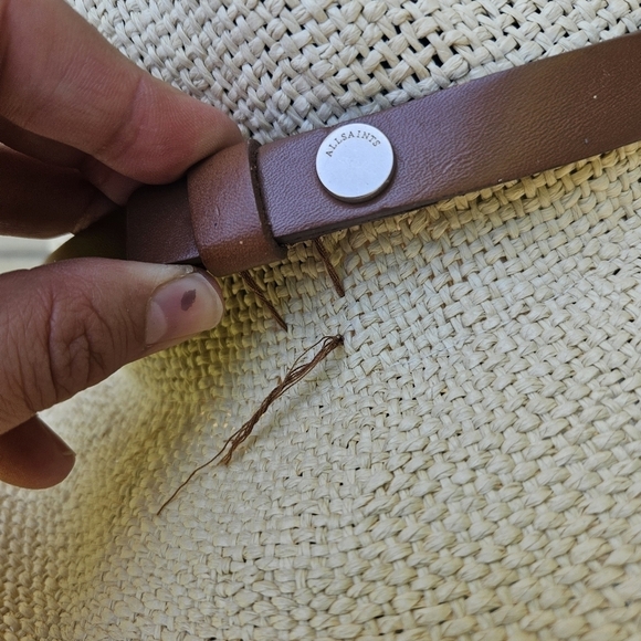 Allsaints straw hat natural with brown leather band with tags flawed - Picture 3 of 12